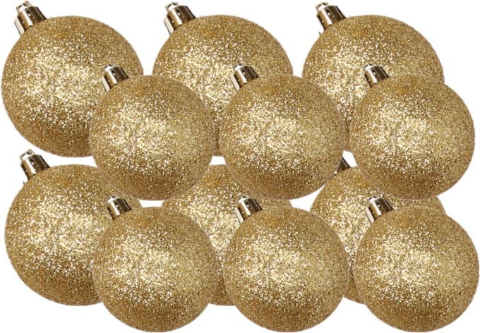 Kerstversiering set glitter kerstballen in het goud 6 en 8 cm pakket - 30x stuks
