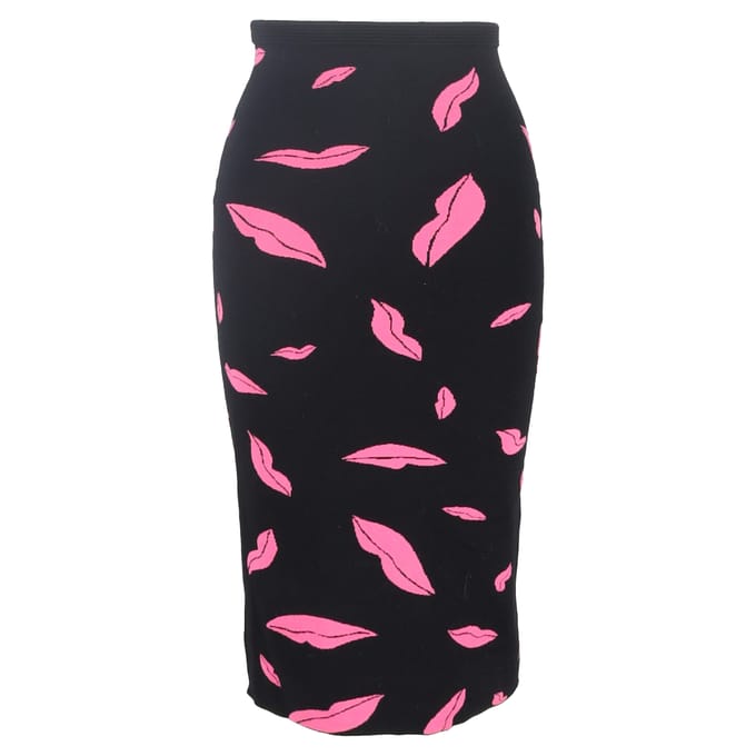 Diane Von Furstenberg midi-rok met lippenprint, aansluitend model, in veelkleurig polyester