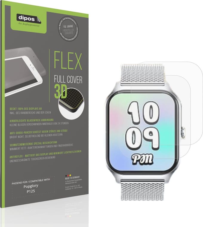 dipos FLEX – 2x Matte Screenprotector geschikt voor Popglory P125 | Volledige Schermbescherming | Case-Friendly