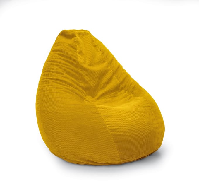 Drop & Sit - compacte zitzak - trendy rib (corduroy) - geel - 180L met uitneembare binnenzak