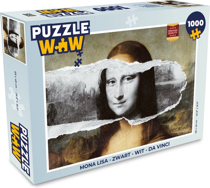 Puzzel Mona Lisa - Zwart - Wit - Da Vinci - Legpuzzel - Puzzel 1000 stukjes volwassenen