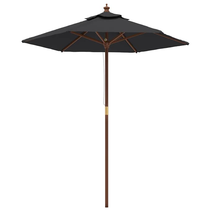 vidaXL - Parasol - met - houten - paal - 196x231 - cm - zwart