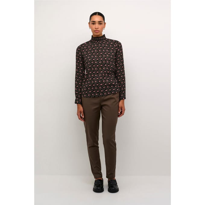 Blouse met lange mouwen Regular fit Black_Rosa Flowers floral