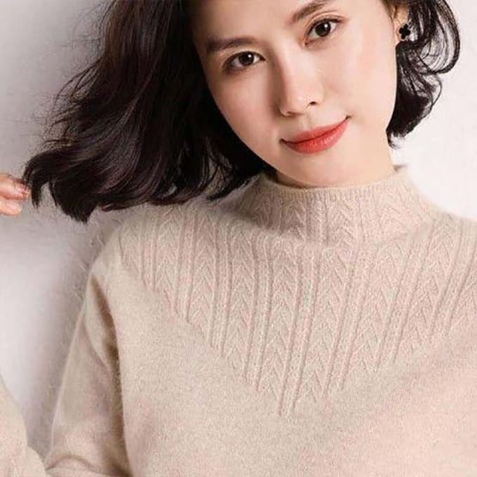 Gebreide Truien Dames Eenvoudig Basic Houd Warm Effen Basis Truien Col Vintage Pullover Lange Mouw Tops XXXXL kameel