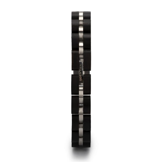 Hoentjen, houten armband - ebben RVS, 12mm