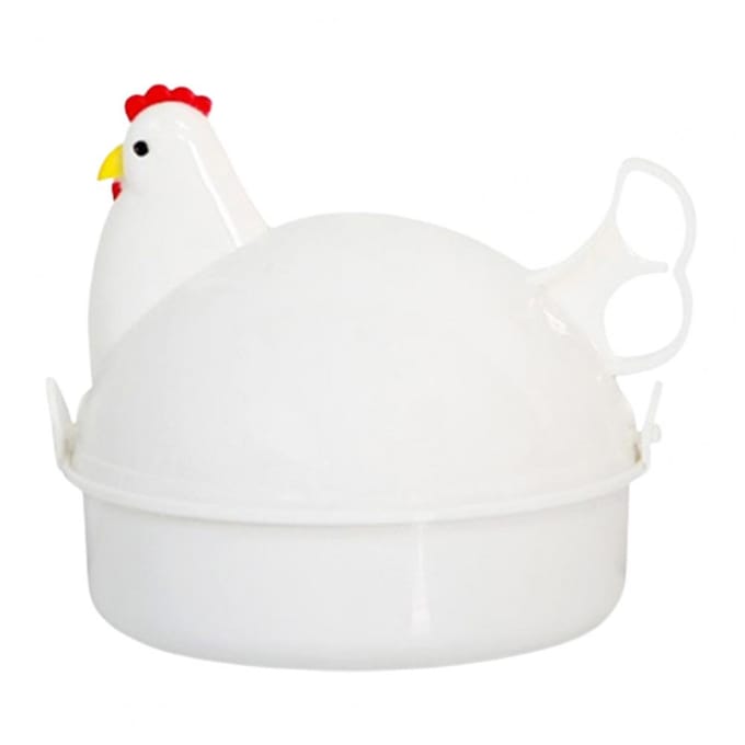 Keuken Koken Stoomoven Eierkoker Vorm van Kip Herbruikbaar Hoge Capaciteit Magnetronbestendig Multifunctioneel Koken Voedselkwaliteit 4 E white