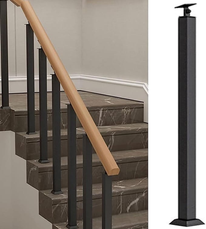 Trapleuning Set - Leuning Ondersteuning - Veilig Traplopen - 270° Verstelbaar - 76-91 cm Hoog - Zwart