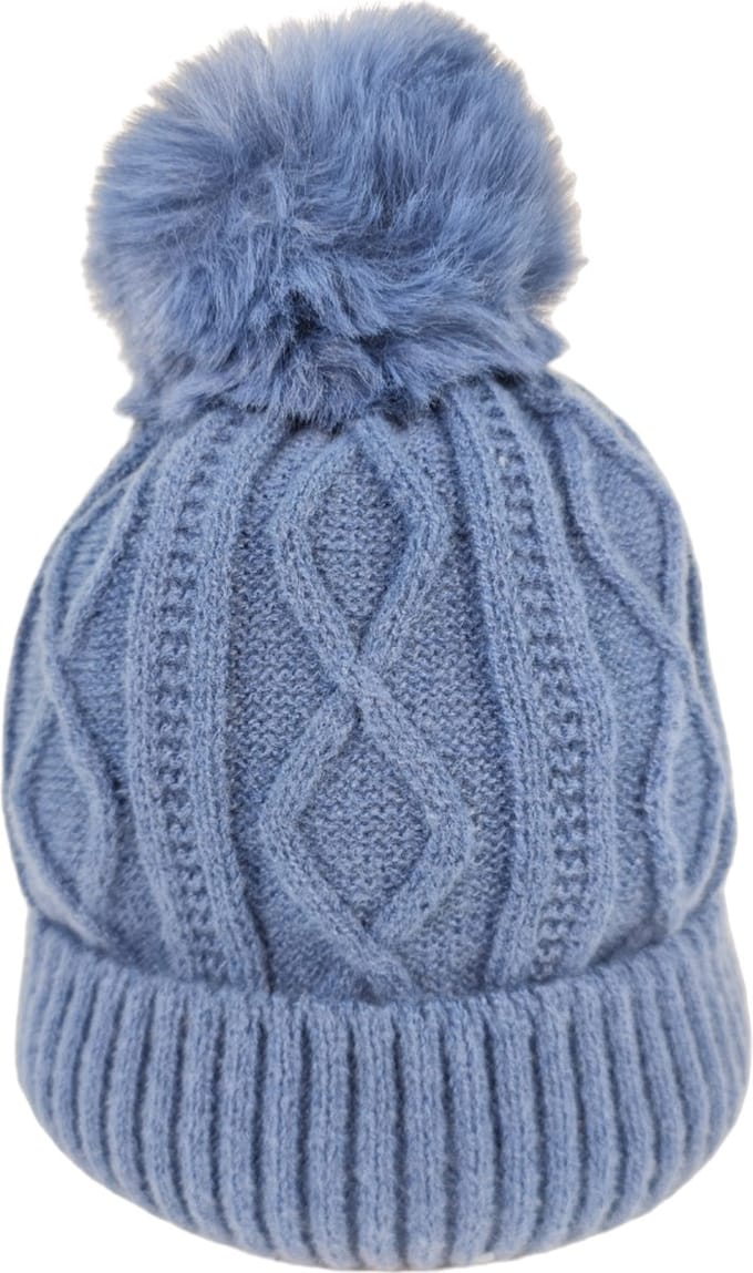 Qischa® Trendy muts met ponpon en thermische voering blauw