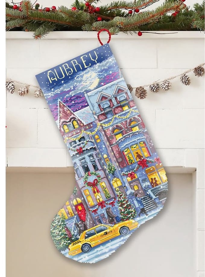 Leti Stitch Winter Townhouse Stocking borduren (pakket) L8085