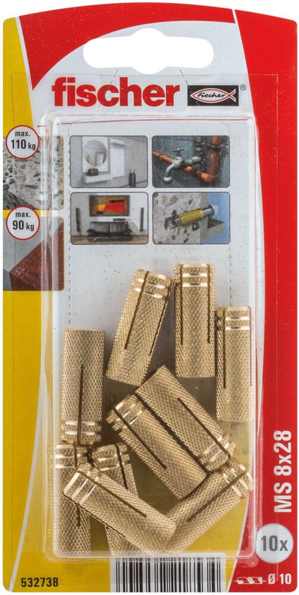 Fischer 532738 MS 8 x 28 K NV Messingplug 28 mm 1 set(s)