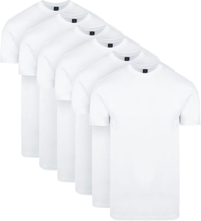 Suitable Obra T-Shirt Hoge ronde Hals Wit 6-Pack - Maat L - Heren - Basic T-shirt - Ondershirt