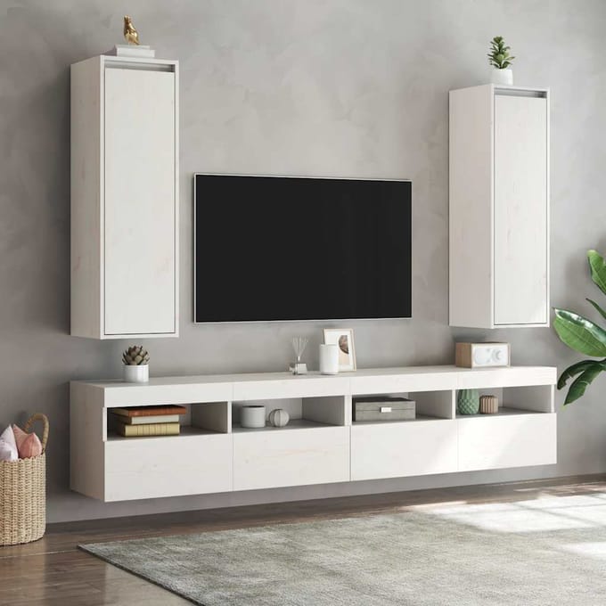 vidaXL - Wandkasten - 2 - st - 30x30x100 - cm - massief - grenenhout - wit