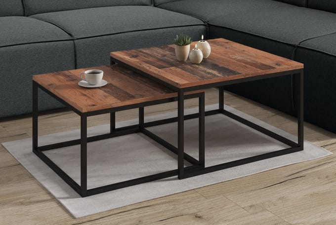 Meubella - Salontafel Styler - Old Wood - 70 cm - set van 2