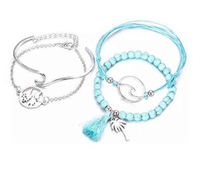 Jomide Armbandenset - 4 delig - Blauw Kokos - Strand