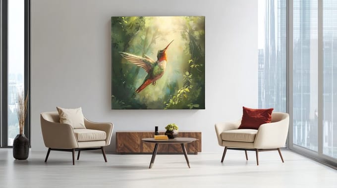 Vierkant Canvas Schilderij - Vogel - Kolibrie - 40x40x2 cm