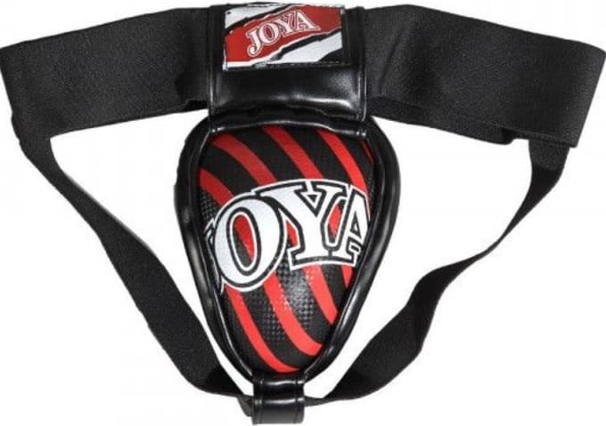 Joya Groin Guard Stalen Tok Kruisbeschermer Zwart Rood - L