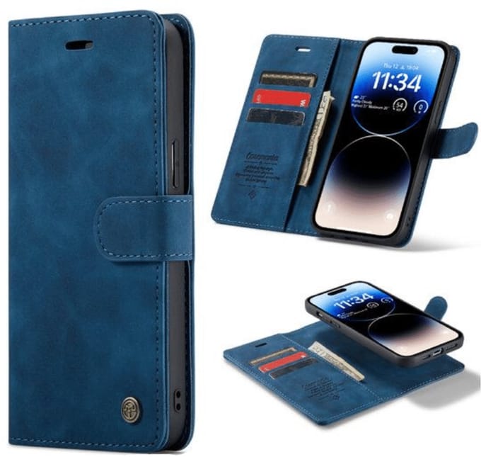 Cityhoesje - Bookcase 2-in-1 hoesje â“ iPhone 15 Pro Max - Donker Blauw