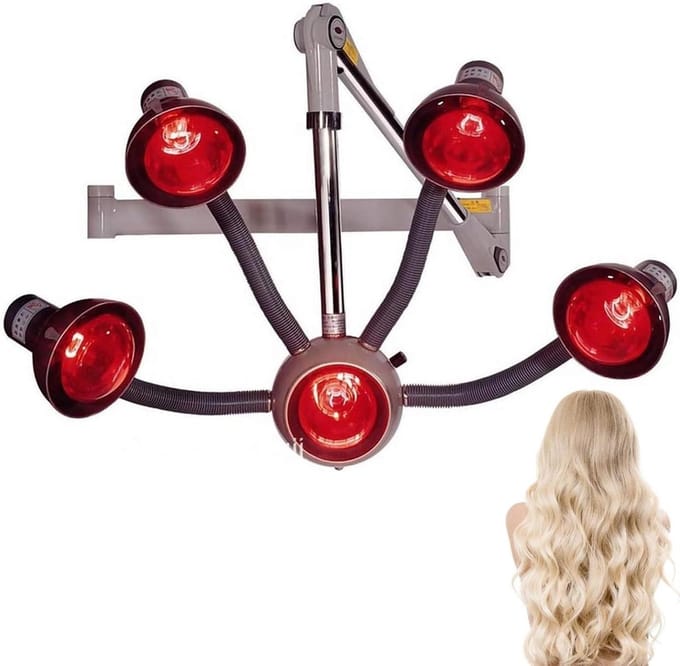 Haar Kleur Processor - Styling Apparaat - Haarbehandelingen Uitvoeren - Vijf Lampen 750W - Verstelbare Hoogte - Zwart