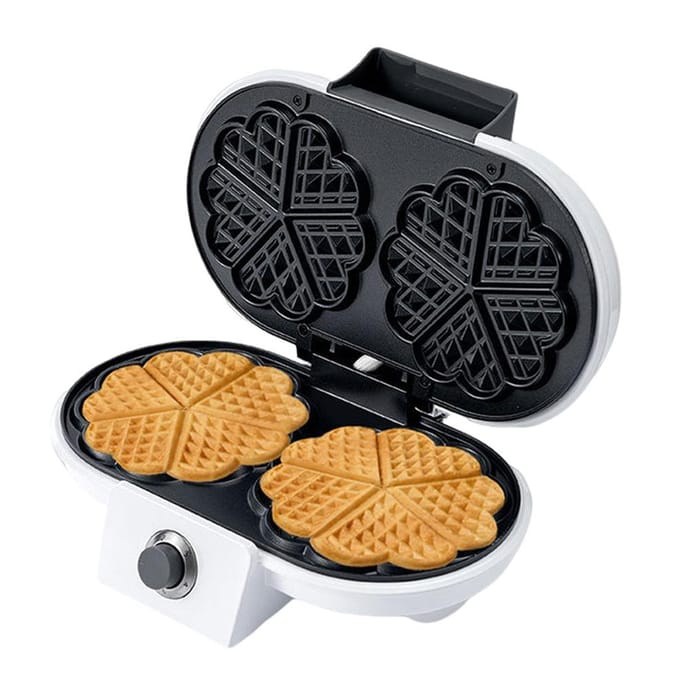 1000 W Wafelijzer voor Liefdeshartwafels Maker met Dubbele Plaat Temperatuurregeling Anti-aanbak black