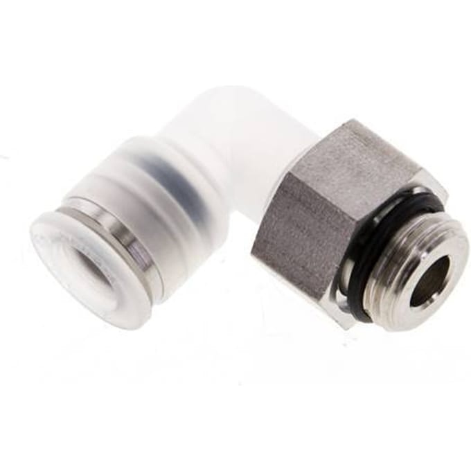 8mm x G1/4'' 90 graden L-verbinding PA/RVS Insteekfitting Buitendraad Draaibaar EPDM
