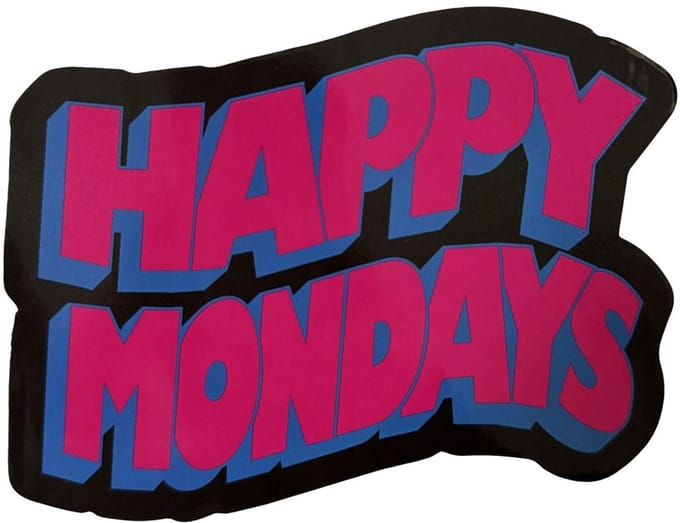 Happy Mondays - Wavy Logo Sticker - Roze/Blauw