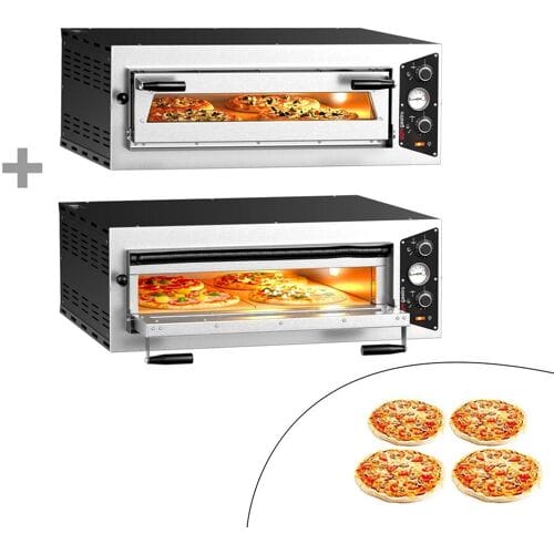 GGM Gastro (2 Stück) Elektro Pizzaofen - 4+4x 30cm - Manuell Zilver