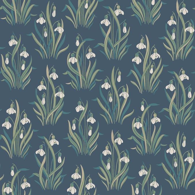 Boråstapeter Vliesbehang 4836 - New Heritage - Botanisch Blauw - 53cm x 10.05m
