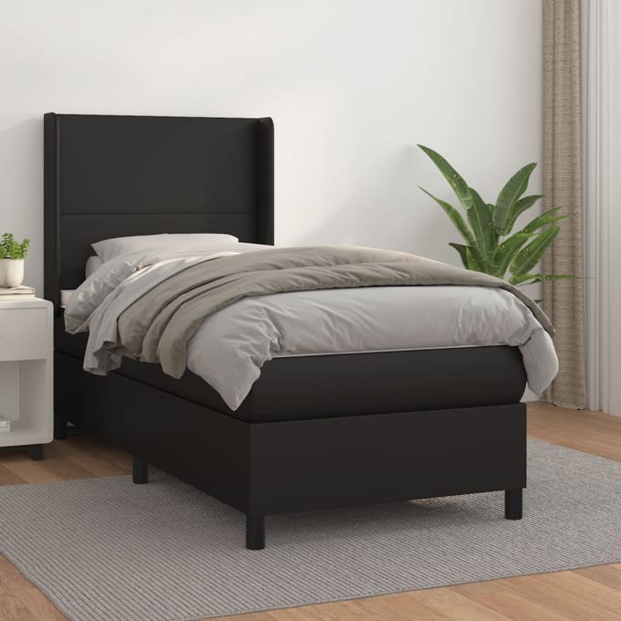 vidaXL - Boxspring - met - matras - kunstleer - zwart - 80x200 - cm