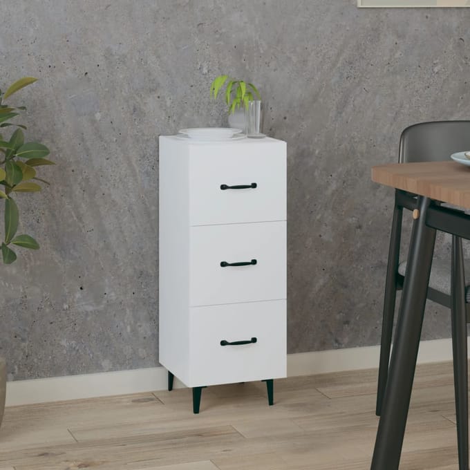 vidaXL - Dressoir - 34,5x34x90 - cm - bewerkt - hout - wit