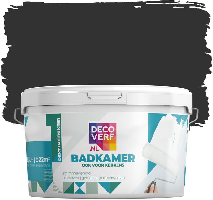 Decoverf badkamerverf 2.5L nachtzwart