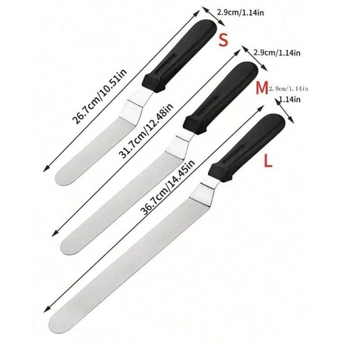 Set de spatules à gâteau, Set de spatules à glaçage en acier inoxydable pour lisser les gâteaux 1PC-l multicolore