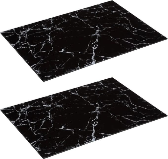Secret de Gourmet Snijplank marmer print - 2x - glas - 40 x 30 cm - serveerplank/hapjes plank