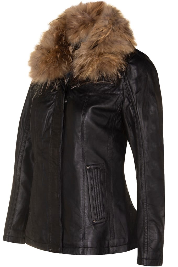 Dames slim fit leren parkerjack-Millom