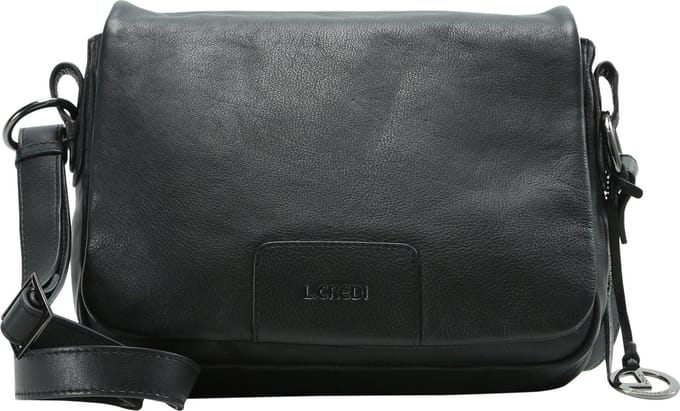 L.CREDI Leren schoudertas Eva Flapbag Black zwart