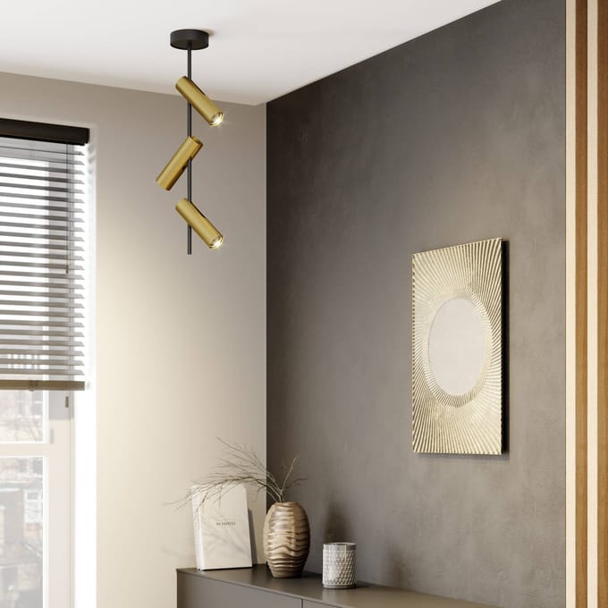 SIGMA Plafondspot Leda 3, 3-lamps, zwart-goud