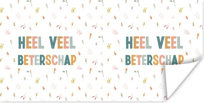 Poster Beterschap - Quotes - Oranje - Bloemen - 80x40 cm