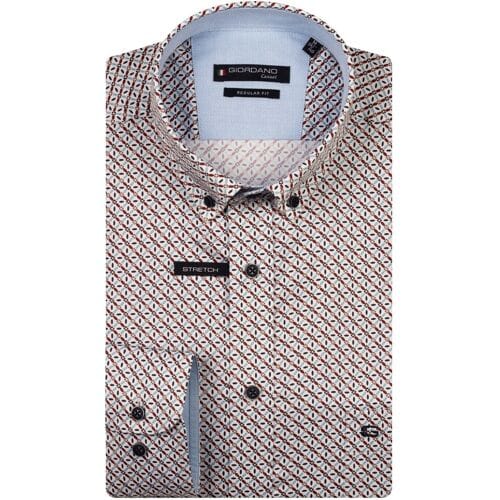 Giordano Overhemd Ivy Multi Small Graphic Pattern Soft Twill Deep Mauve-Multi / male