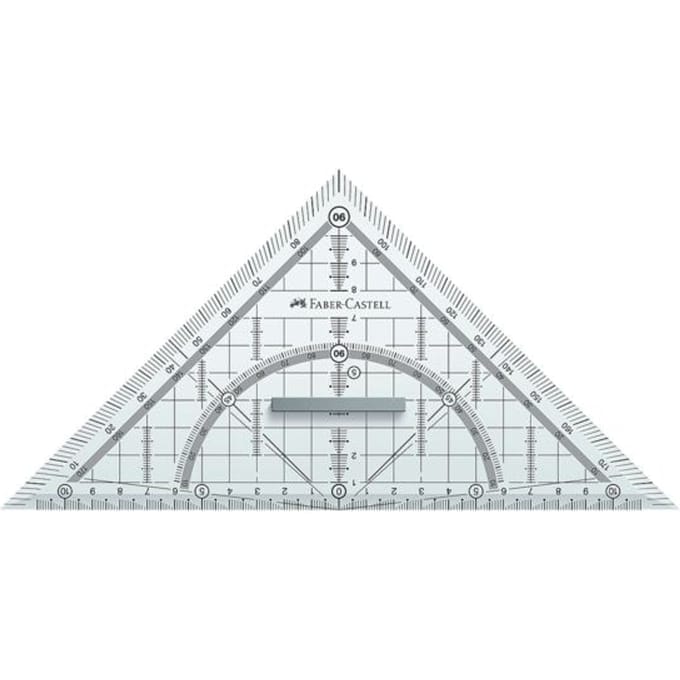 Faber-Castell meetdriehoek GRIP groot, afneembare handgreep, 220 mm hypotenuse