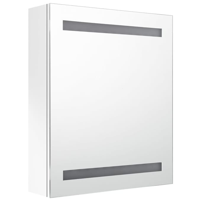 vidaXL - Badkamerkast - met - spiegel - en - LED - 50x14x60 - cm - glanzend - wit