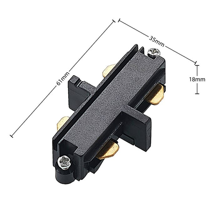 Lindby langsconnector Linaro, zwart, 1-fasensysteem