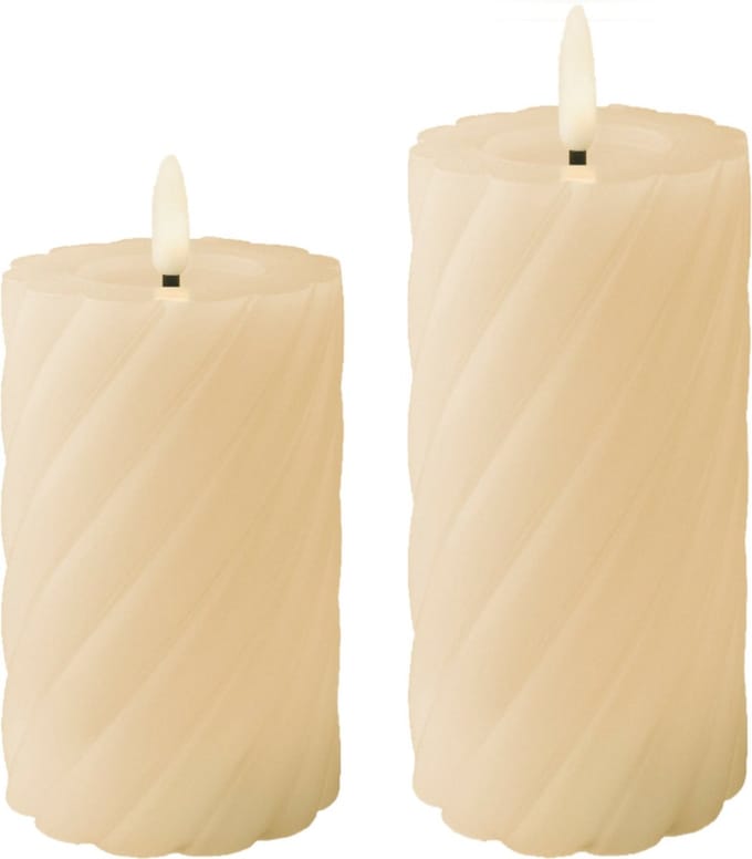 Lumineo luxe LED kaarsen/stompkaarsen - set 2x st-creme wit - D7,5 - met timer