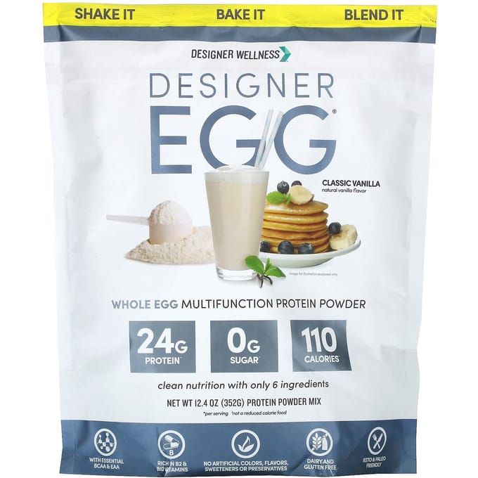 Designer Wellness, Designer Ei, Heel Ei Multifunctioneel Eiwitpoeder, Klassieke Vanille, 352 g (12.4 oz)