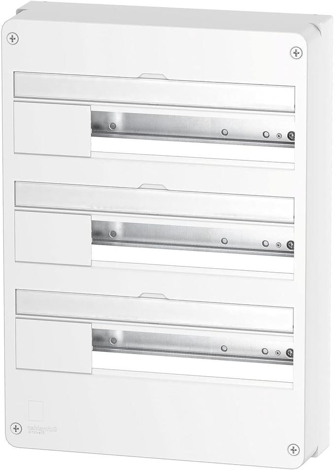 Opbouwkast Wit - Stoppenkast - Elektrische Distributie - 3 Rijen 18 Modules - 52.5x36.5x12.5 cm - Wit