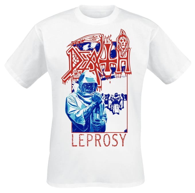 Death T-shirt - Leprosy Posterized - S tot XXL - voor Mannen - wit