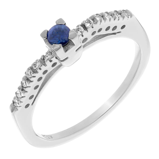 Orphelia RD-33010/53 - Ring - Witgoud 18 Karaat - Diamant 0.18 ct / Saffier 0.09 ct