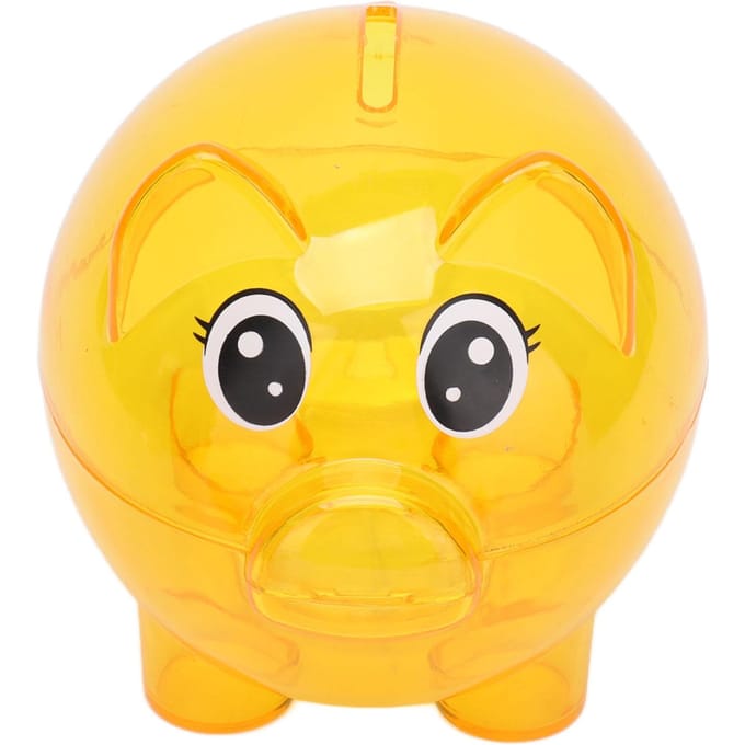 Transparante Plastic Spaarpot Breekbestendig Vorm van een Varken Spaarvarken voor KinderenL yellow