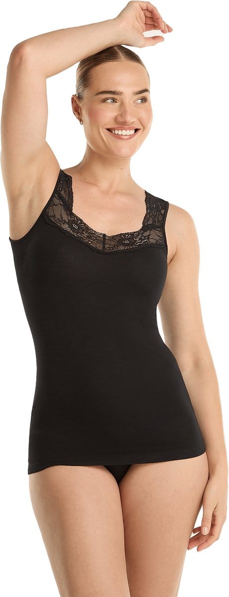 Ten Cate Basics singlet met kant zwart voor Dames | Maat XXL