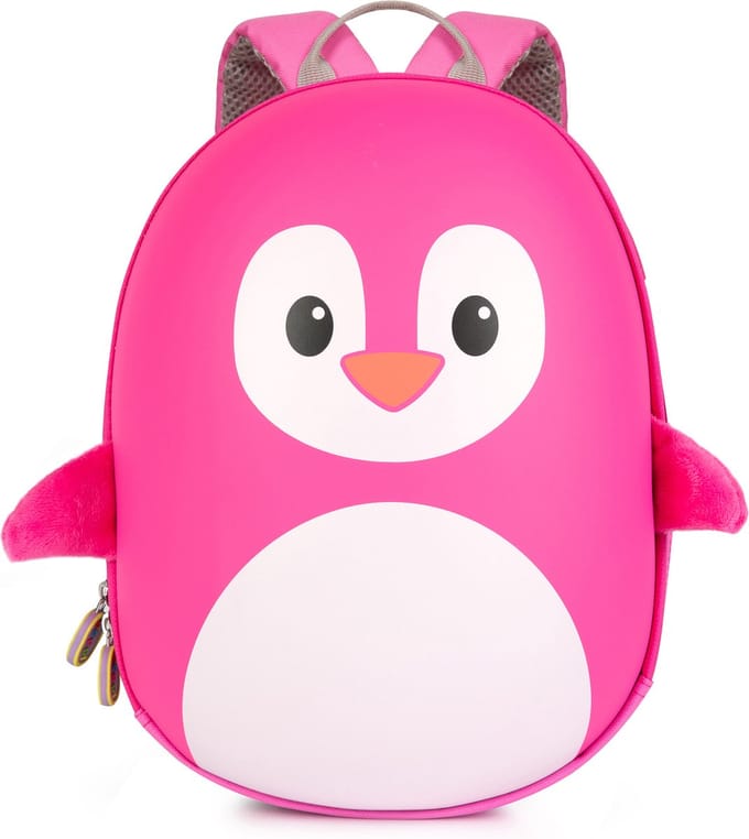 Kinderrugzak - pinguïn (roze) - lichtgewicht - comfortabel - duurzame hardcase - 4L