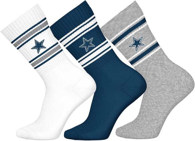 NFL DALLAS COWBOYS Crew Socks - 3-pack - Wit/Blauw/Grijs - Maat 39/42