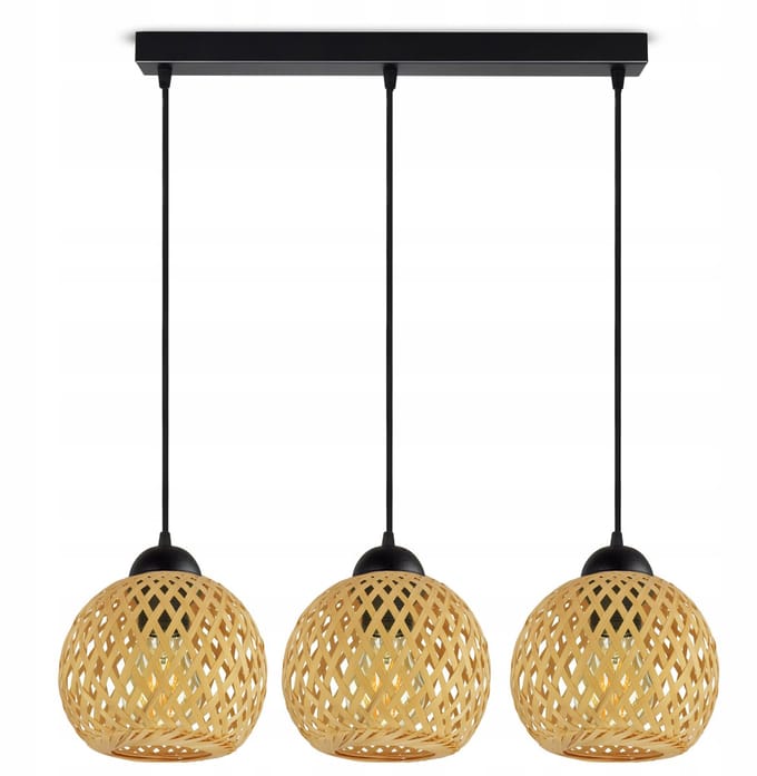 Bamboe Hanglamp Zwart Gevlochten Boho Stijl E27 Max 60W